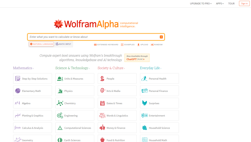 محرك البحث Wolfram Alpha
