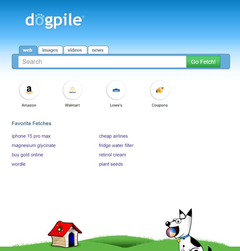 O Dogpile entrega a sua receita que gera a organizações de caridade focadas no bem-estar dos animais.