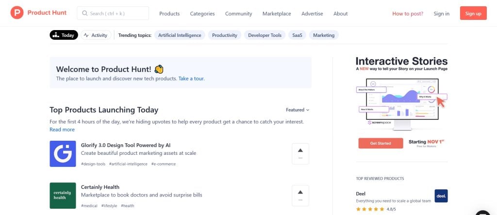 Product Hunt es una plataforma para descubrir y lanzar nuevos productos