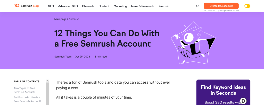 SEMrush (Ücretsiz Versiyon) - Ücretsiz SEO Aracı