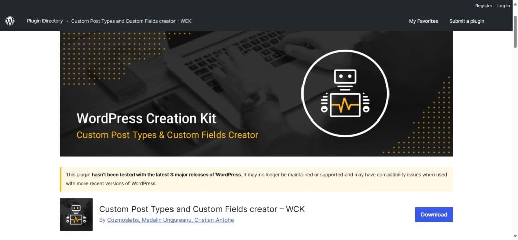 WCK Custom Post Types and Custom Fields Creator