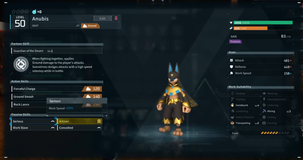 Anubis pal in Palworld