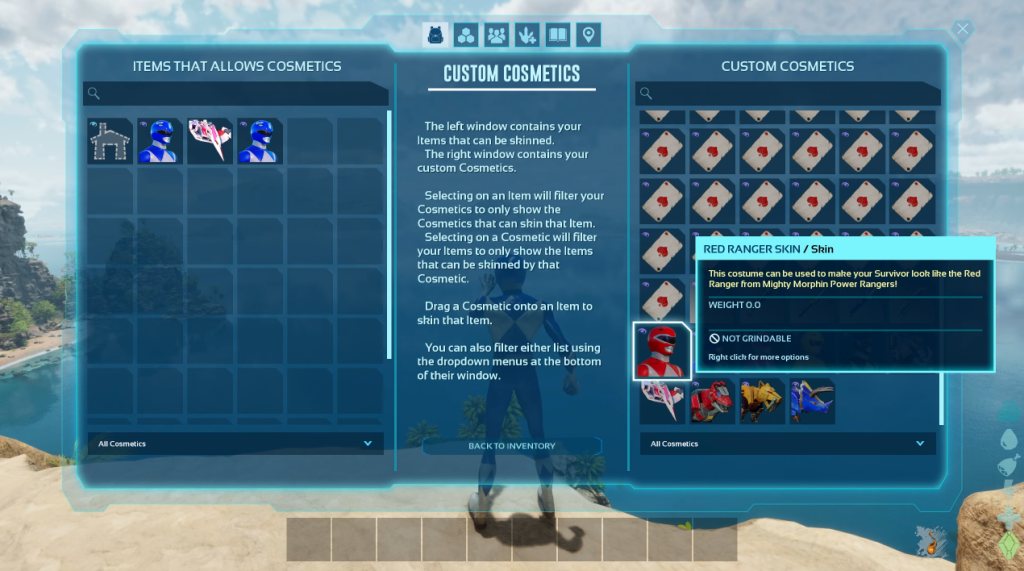 character customization in power ranges Ark