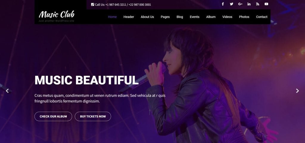 Tema de Música Music Club PRO para WordPress