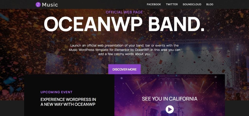 Tema de Música OceanWP para WordPress