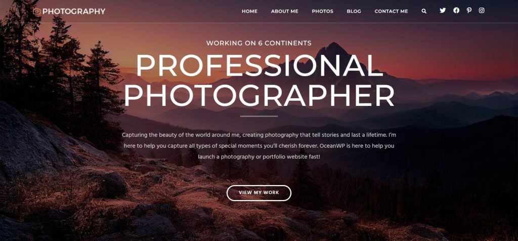 OceanWP 사진작가 WordPress 테마