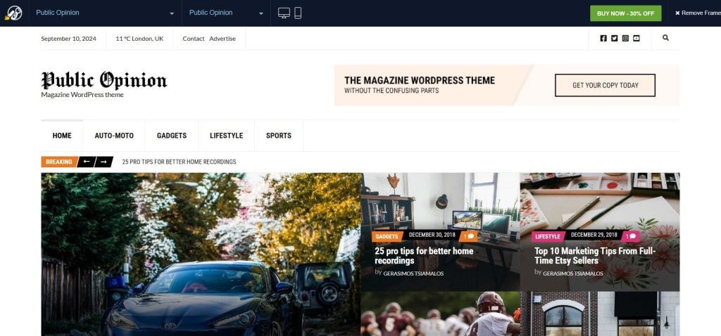 Tema para Jornais Public Opinion WordPress
