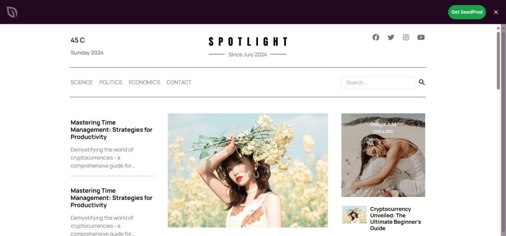 Tema para Jornais SeedProd WordPress