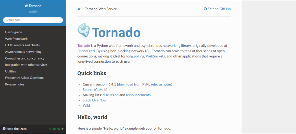 Python Frameworks: Tornado