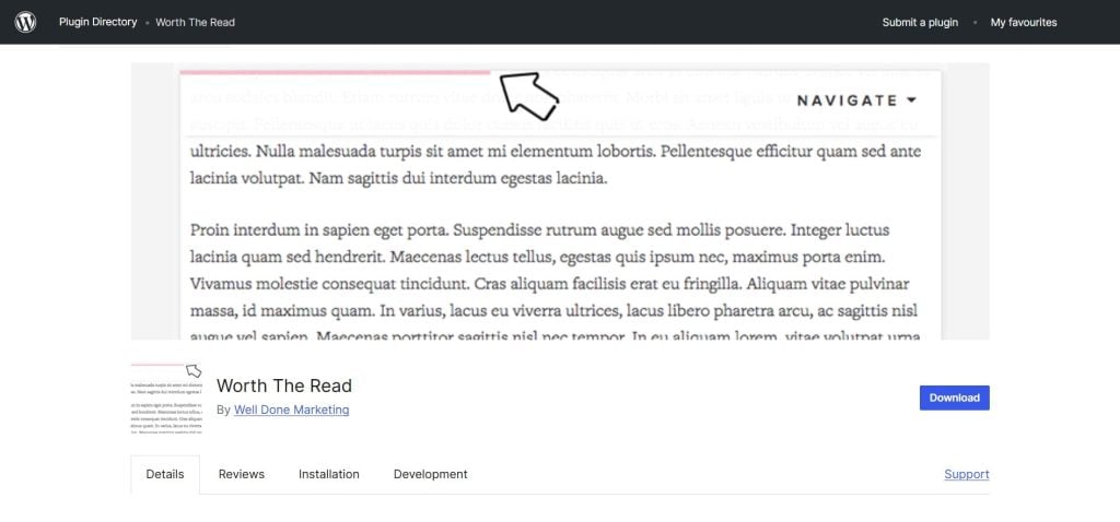 Worth The Read Plugin Barra di Avanzamento di WordPress
