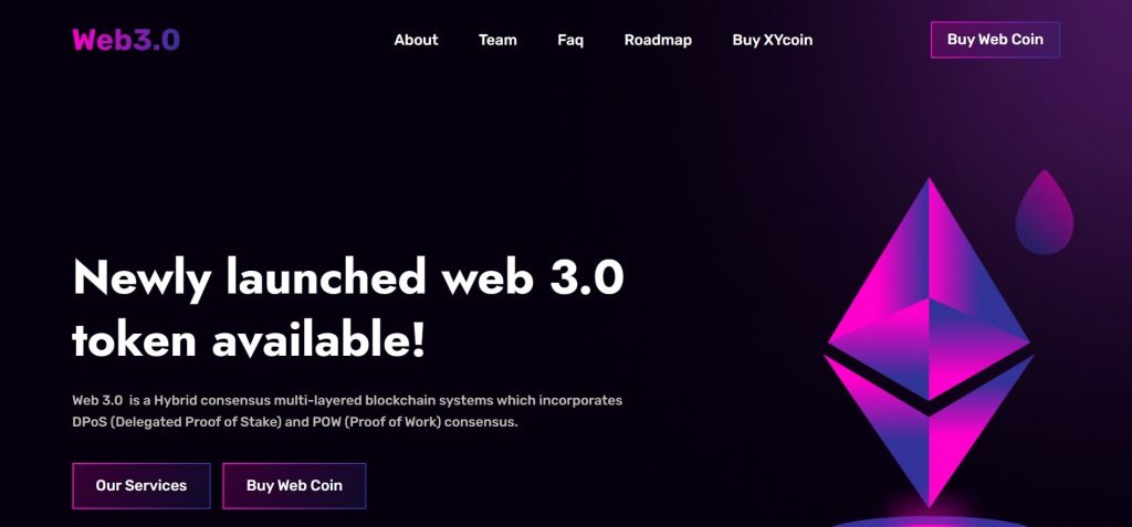 Página Inicial de Criptomoeda Divi Web3.0