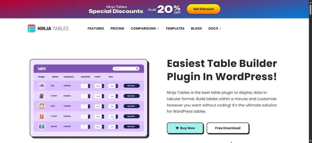 Ninja Tables WordPress Table Plugin