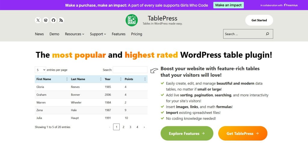TablePress WordPress Table Plugin