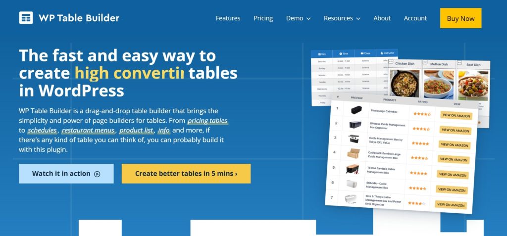 WP Table Builder WordPres Table Plugin