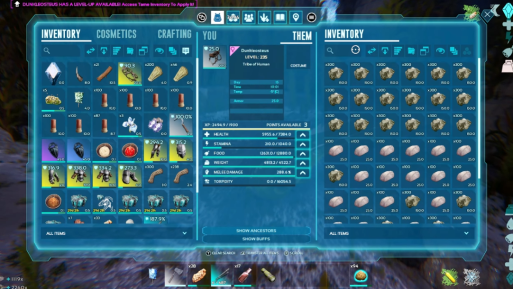 Resource Harvesting through Dunkleosteus in ARK