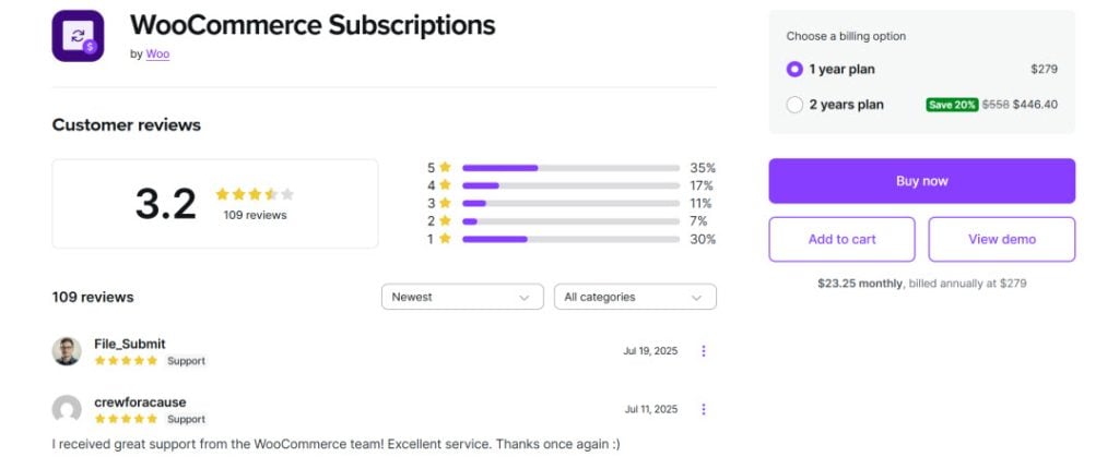 WooCommerce Subscription cr