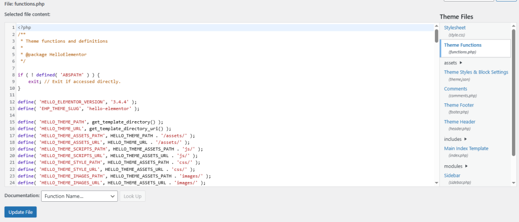 functions.php dosyası