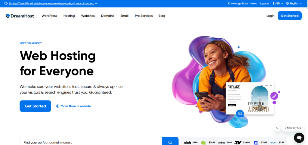 Dream Host Web hosting provider