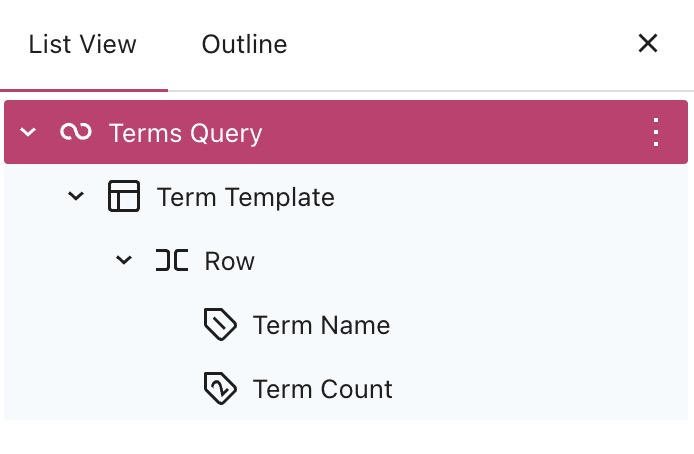 WordPress term query block