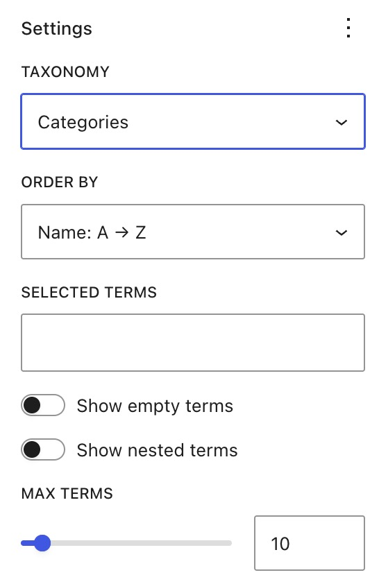 WordPress term query setting