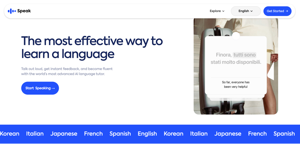 AI-powered language learning web app