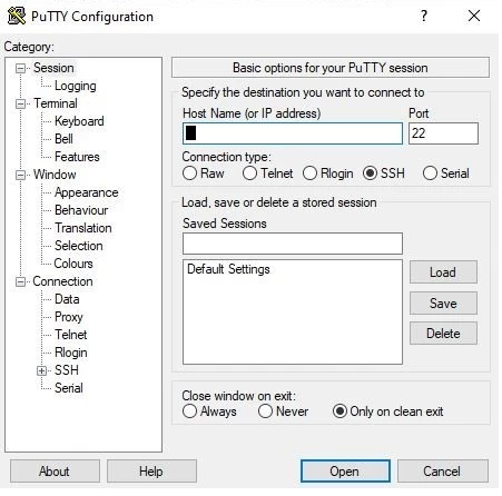 PuTTY Configuration client