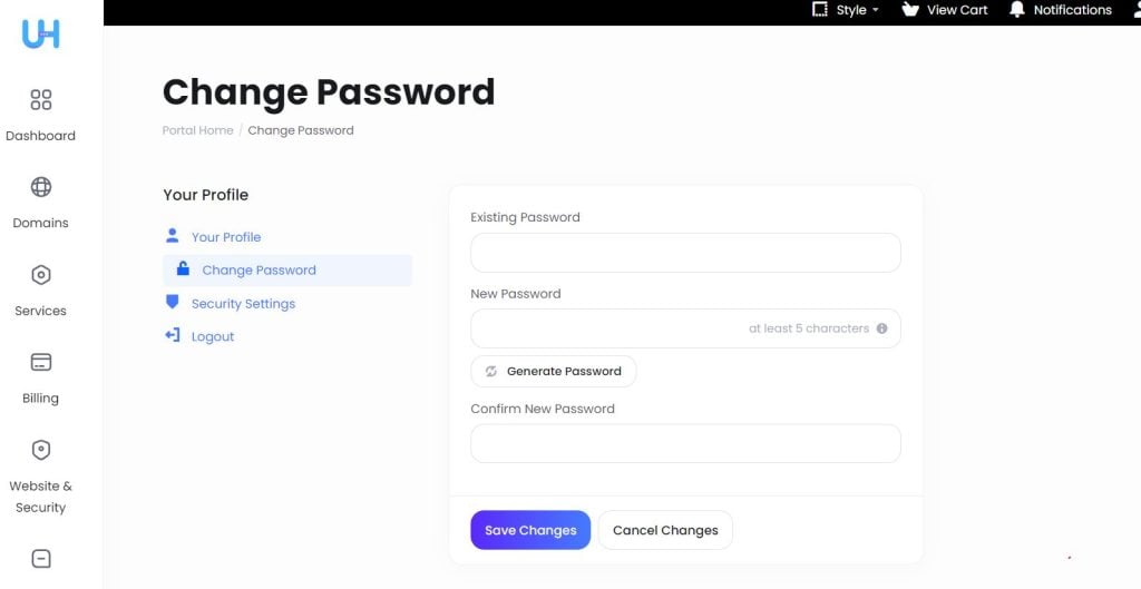 Change Ultahost Password