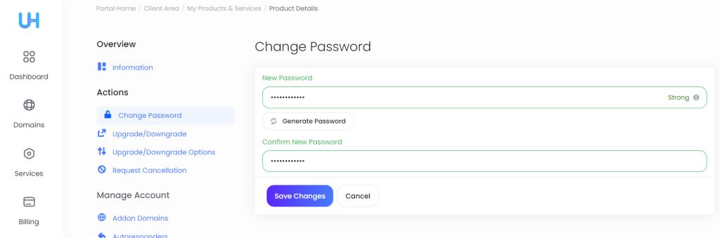 Product Change Password 
