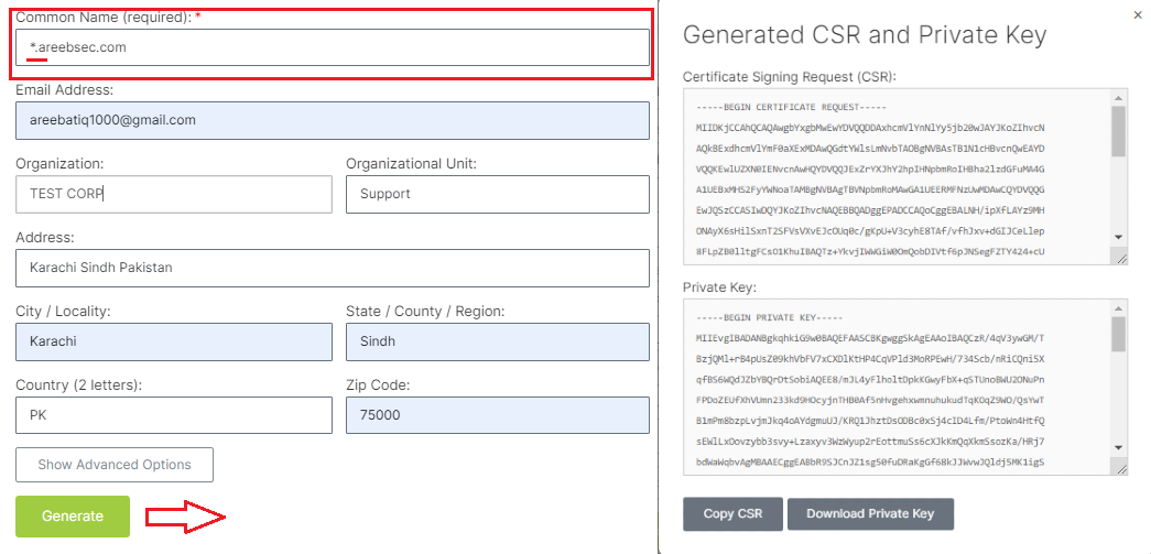 generate CSR SSL