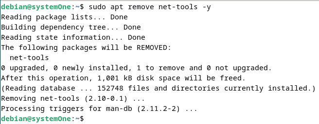 sudo apt remove net-tools