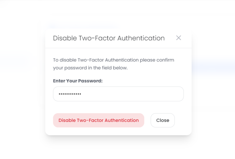 disable 2fa password confirmation