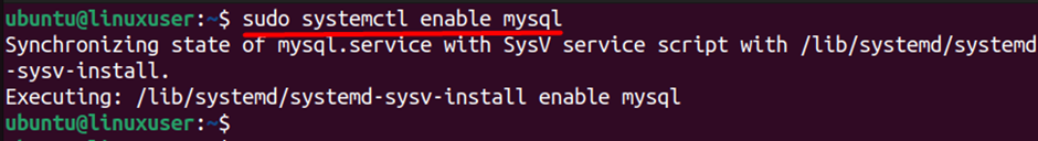 sudo systemctl enable mysql
