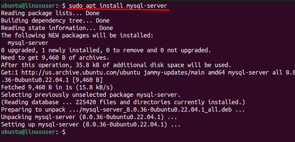 sudo apt install mysql-server