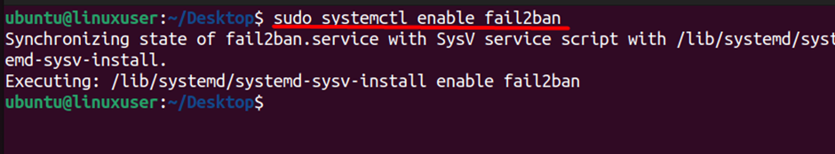 sudo systemctl enable fail2ban