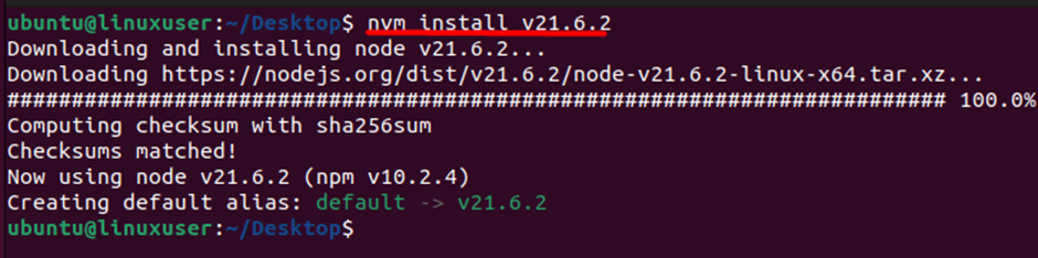 nvm install v21.6.2
