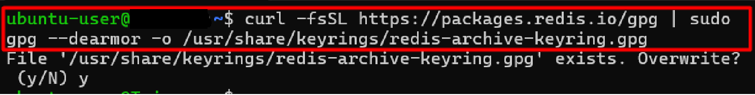 curl -fsSL https://packages.redis.io/gpg | sudo gpg --dearmor -o /usr/share/keyrings/redis-archive-keyring.gpg
