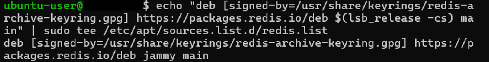 echo "deb [signed-by=/usr/share/keyrings/redis-archive-keyring.gpg]