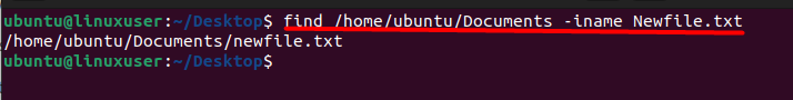find /home/ubuntu/Documents -name Newfile.txt