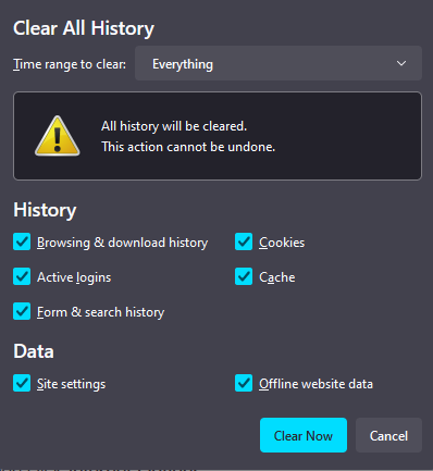 clear all history