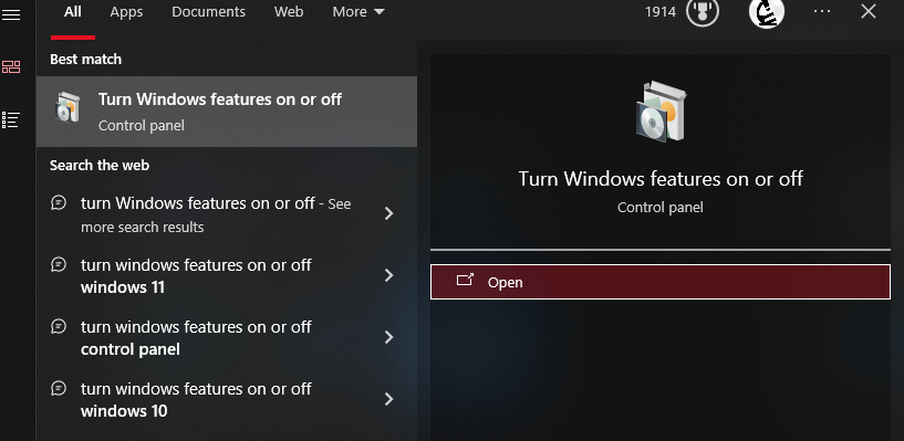 turn windows feature