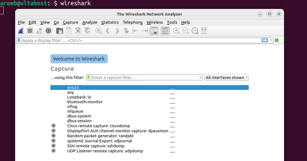 wireshark launch