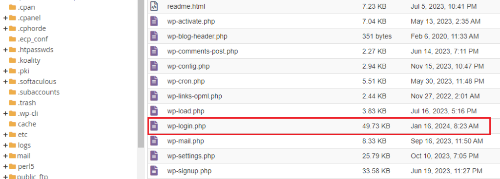 wp login file