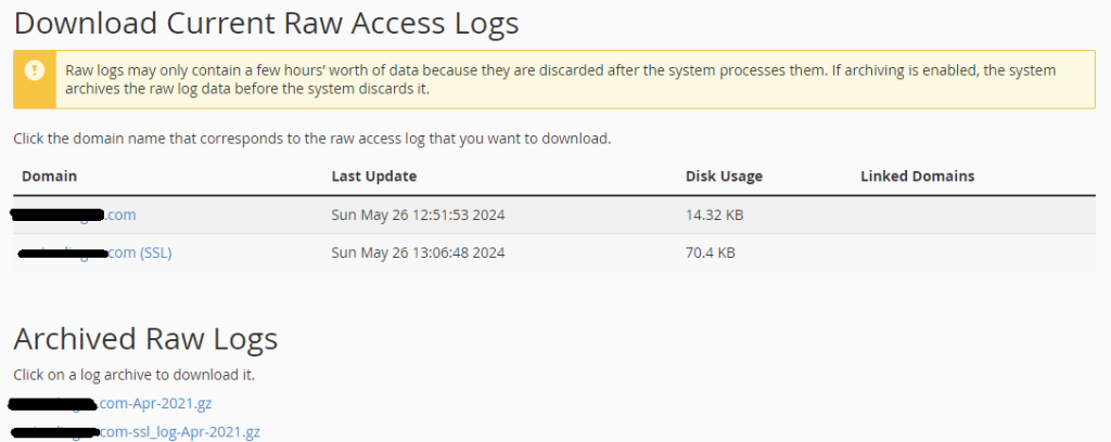 download raw access logs