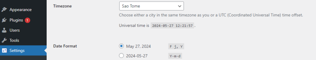 wordpress timezone