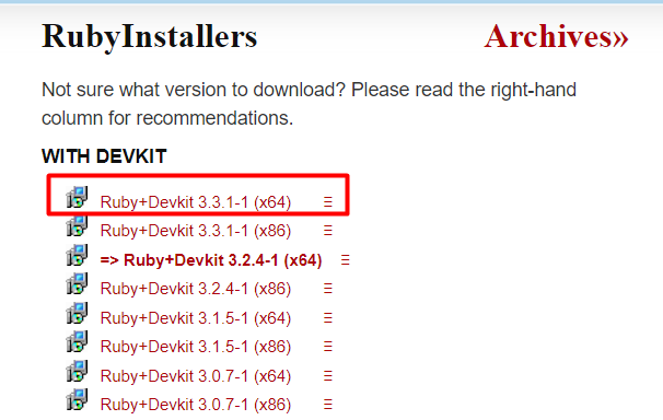 Downloading the Ruby Installer