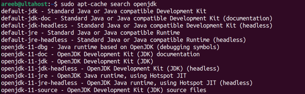 apt search openjdk