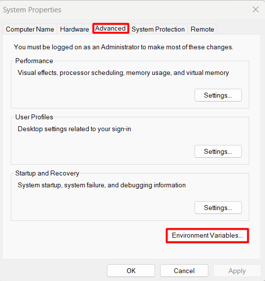 windows env varibles