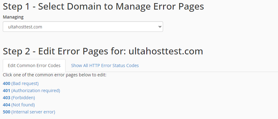 edit error pages