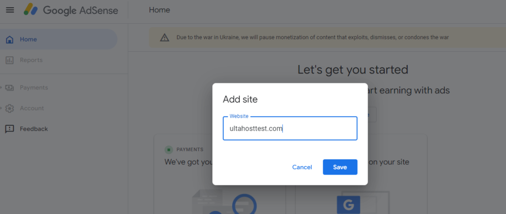 adsense url