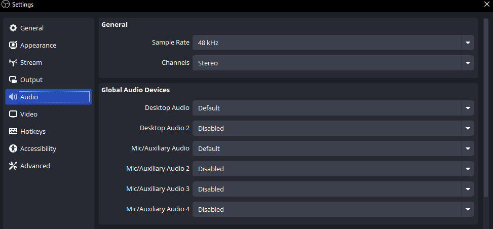 audio setting